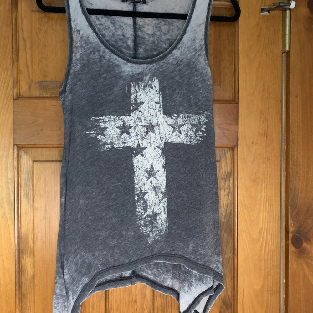 Gray Cross Tank Top